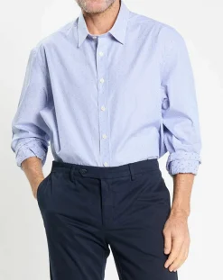 Hackett London Chemise Slim Fit Jacquard à rayures milleraies bleue