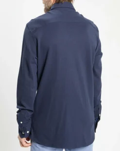 Hot Hackett London Chemise Slim Fit manches longues piquée unie bleu foncé