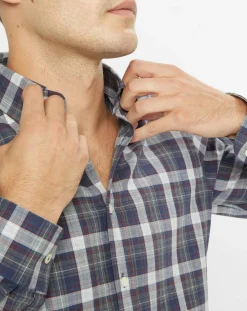 Clearance Hackett London Chemise Slim Fit Moy à carreaux gris/bleu/rouge