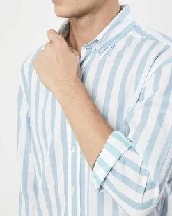 Discount Hackett London Chemise Slim Fit Patch à rayures bleu moyen