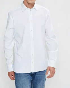Clearance Hackett London Chemise Slim Fit Patch Coude blanche