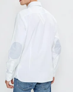 Clearance Hackett London Chemise Slim Fit Patch Coude blanche