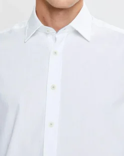 Clearance Hackett London Chemise Slim Fit Patch Coude blanche