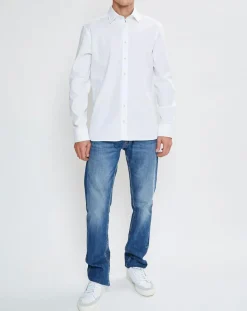 Clearance Hackett London Chemise Slim Fit Patch Coude blanche
