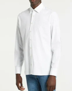 Clearance Hackett London Chemise Slim Fit Patch Coude blanche