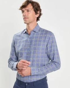 Sale Hackett London Chemise Slim Fit Prince de Galles bleu moyen