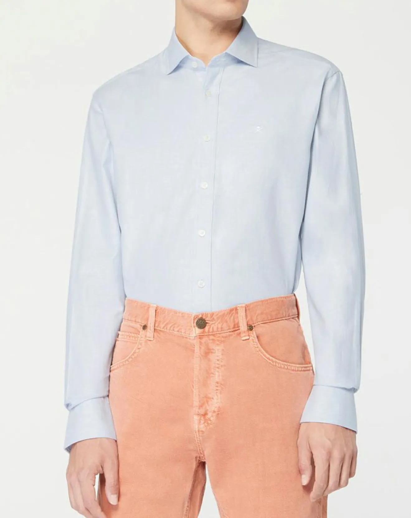 Femme Hackett London Chemise Slim Fit Texturée bleu clair