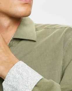 Homme Hackett London Chemise Slim fit Trim Twil Sport kaki