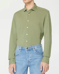 Homme Hackett London Chemise Slim Fit Unie Piquée kaki