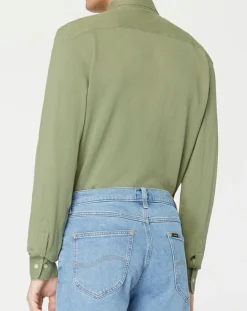 Homme Hackett London Chemise Slim Fit Unie Piquée kaki