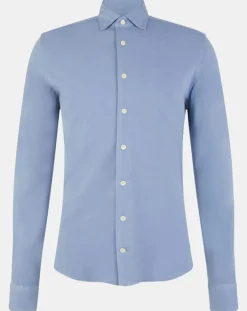 New Hackett London Chemise Slim Fit Unie Piquée bleu chiné