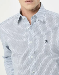 Homme Hackett London Chemise Slim Fit Vague imprimée bleue