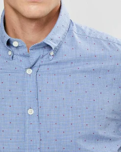 Clearance Hackett London Chemise Slim Fit Wash fil coupé bleue