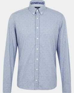 Clearance Hackett London Chemise Slim Fit Wash fil coupé bleue