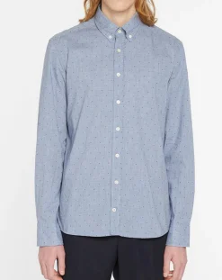 Clearance Hackett London Chemise Slim Fit Wash fil coupé bleue