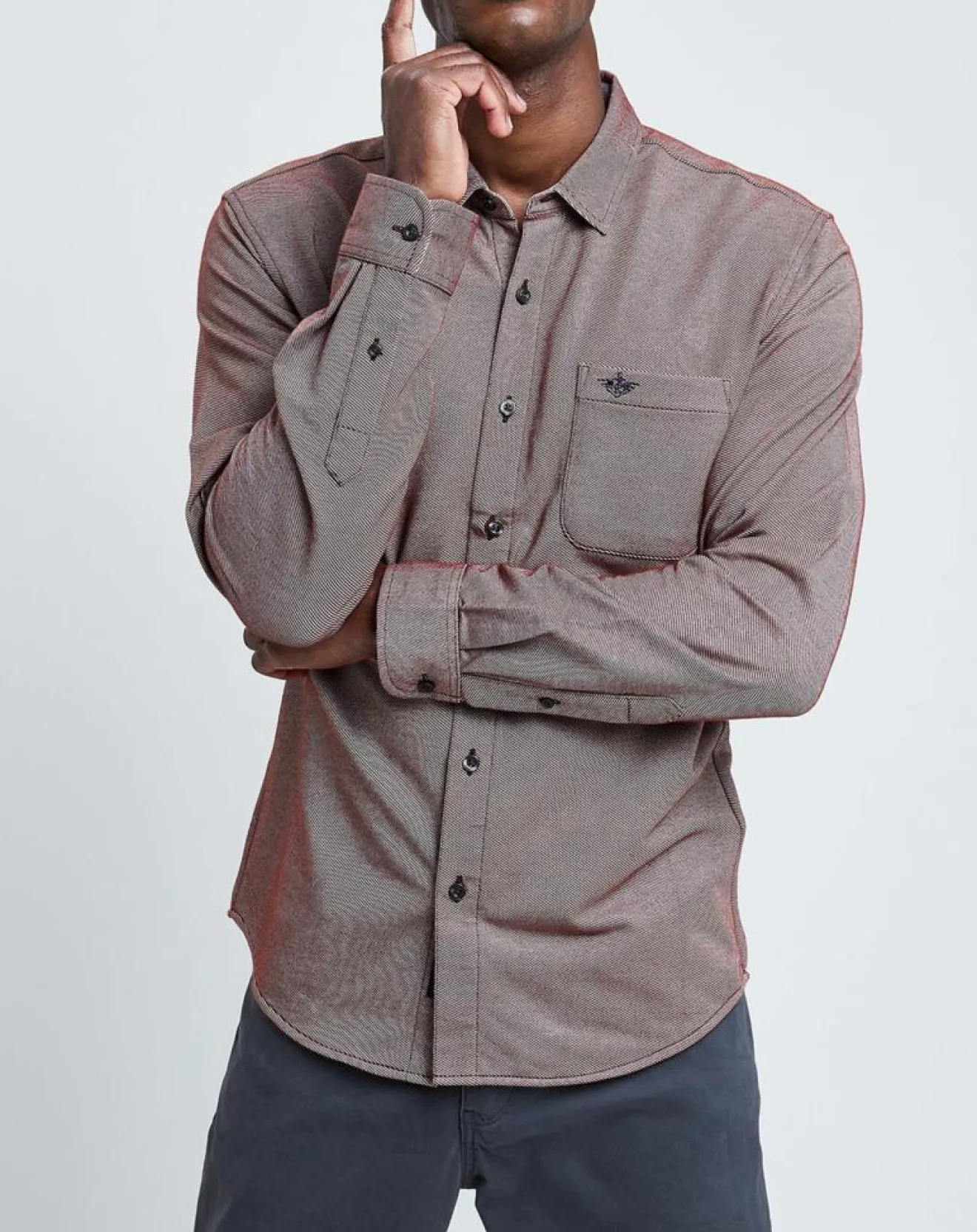 Discount Dockers Chemise Slim Flex rayures rouge/blanc