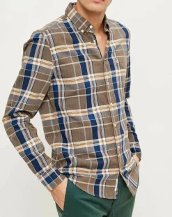 Discount Marc O'Polo Chemise slim Pilou à carreaux camel/bleu