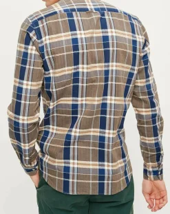 Discount Marc O'Polo Chemise slim Pilou à carreaux camel/bleu