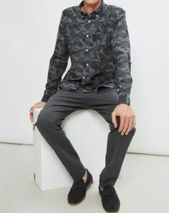 Homme Hartford Chemise Slim Side imprimé militaire grise