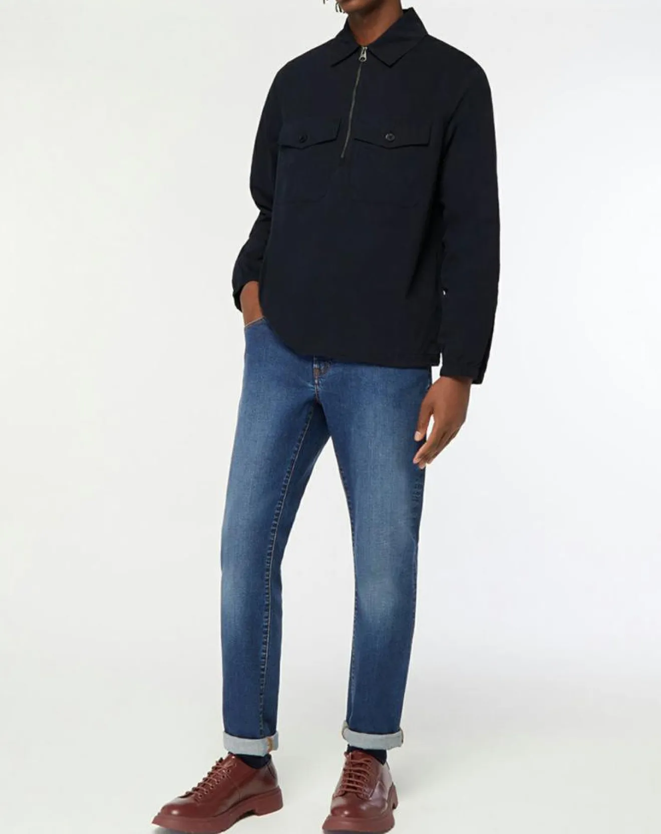 Homme Galeries Lafayette Chemise vareuse en Coton mélangé Nicket bleu marine