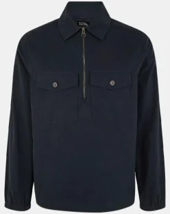 Homme Galeries Lafayette Chemise vareuse en Coton mélangé Nicket bleu marine