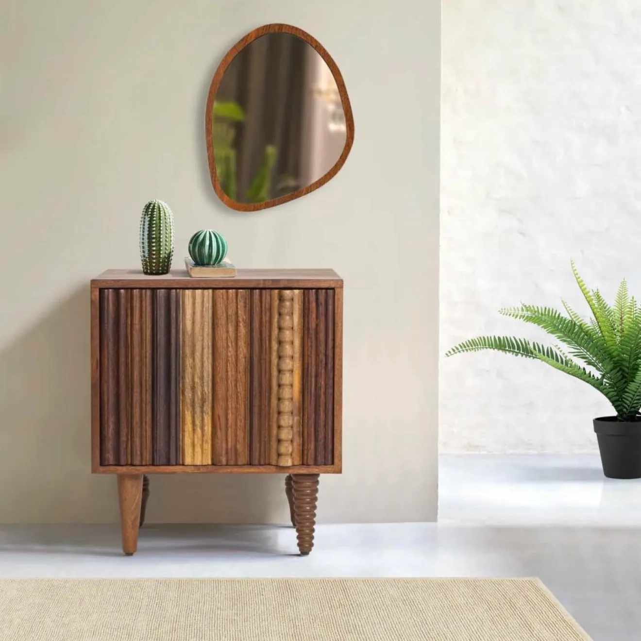 Bois & Chiffons Chevet 1 porte droit Manguier Ramon Naturel - 45x40x50 cm