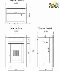 Bois & Chiffons Chevet strié bois - Charnière gauche Marron - 40x30x60 cm