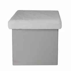 Home Deco Factory Coffre Pouf pliable imitation fourrure Leo gris - 38x38x38 cm