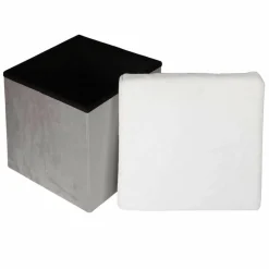 Home Deco Factory Coffre Pouf pliable imitation fourrure Leo gris - 38x38x38 cm