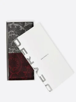 Homme Devred Coffret écharpe à motif cachemire merlot - 180x68 cm