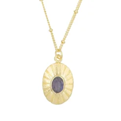 Femme Moonstone Collier Ezia Labradorite en laiton doré