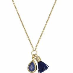 Femme Moonstone Collier Johanna Lapis bleu en laiton doré