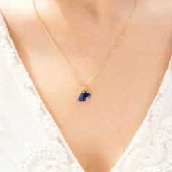 Femme Moonstone Collier Johanna Lapis bleu en laiton doré
