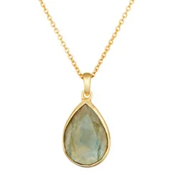 Femme Moonstone Collier Matéa Labradorite en laiton doré