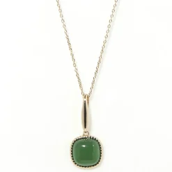 Femme Moonstone Collier Phybie Agate verte en laiton doré