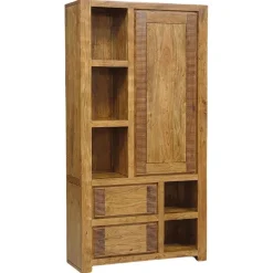 Bois & Chiffons Colonne bois strié acacia verone marron - 68x35x165 cm