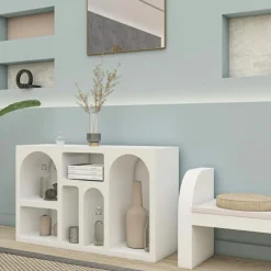 Outlet Wooden Art Console Liva blanche - 120x74x37 cm