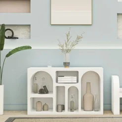 Outlet Wooden Art Console Liva blanche - 120x74x37 cm