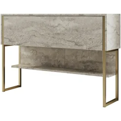 New Wooden Art Console Luxe travertin/doré - 120x80x30 cm