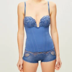 Femme La Perla Corset Amethyst en Soie mélangée denim
