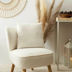 Discount Home Deco Factory Coussin déhoussable bouclette crème - 40x10x40 cm