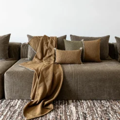 Sale Bed and Philosophy Coussin en coton flammé bronze 25x40cm