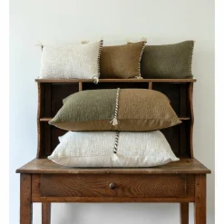 Outlet Bed and Philosophy Coussin en coton flammé naturel 25x40cm