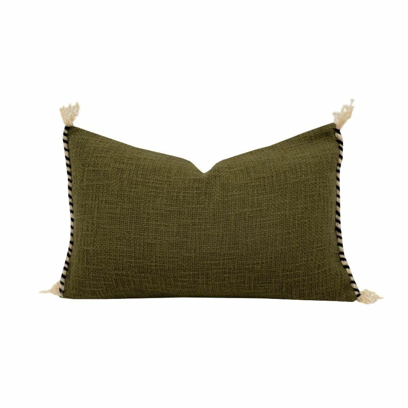 Bed and Philosophy Coussin en coton flammé vert 25x40cm