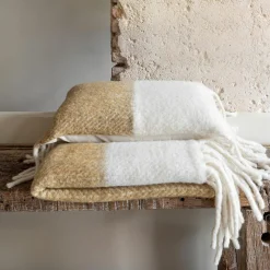 Bed and Philosophy Coussin en laine bicolore beige 40x60cm