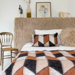 Bed and Philosophy Coussin en laine motif 70s marron 40x60cm