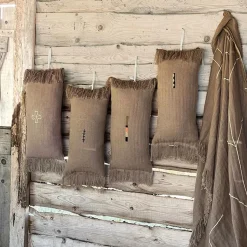 Bed and Philosophy Coussin en lin à chevrons marron 30x60cm