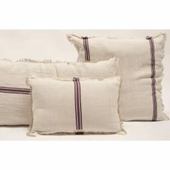 New Bed and Philosophy Coussin en lin & coton chevron blanc/violet 40x60cm