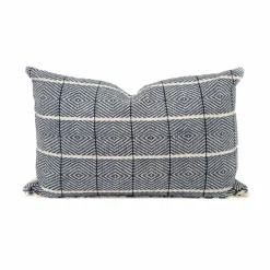 Bed and Philosophy Coussin en lin et coton bleu 40x60cm