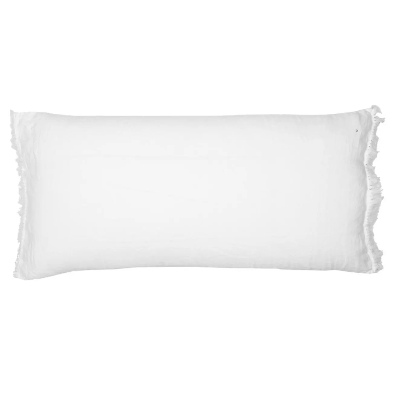 Bed and Philosophy Coussin en lin frangé blanc 55x110cm